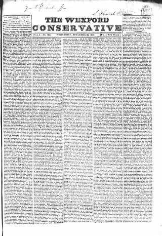 cover page of Wexford Conservative published on November 23, 1836