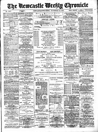 cover page of Newcastle Chronicle published on November 23, 1895