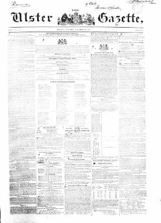 cover page of Ulster Gazette published on November 23, 1850