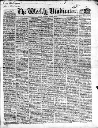 cover page of Weekly Vindicator published on January 26, 1850