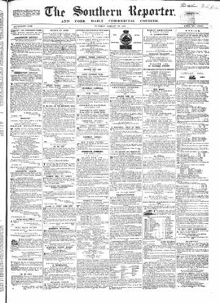 cover page of Southern Reporter and Cork Commercial Courier published on January 26, 1865