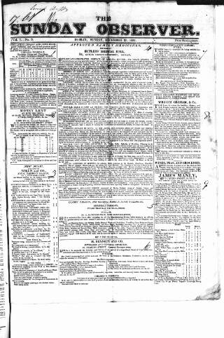 cover page of Dublin Observer published on December 25, 1831