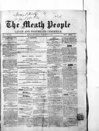 cover page of Meath People published on December 25, 1858