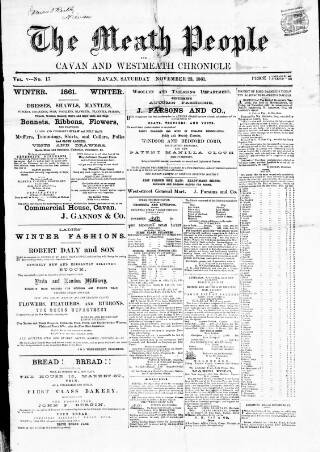 cover page of Meath People published on November 23, 1861