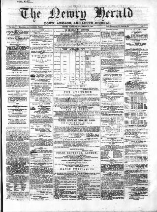 cover page of Newry Herald and Down, Armagh, and Louth Journal published on November 23, 1861