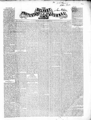 cover page of Belfast Protestant Journal published on November 23, 1844