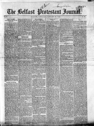 cover page of Belfast Protestant Journal published on January 26, 1850