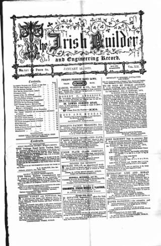 cover page of The Dublin Builder published on January 15, 1870