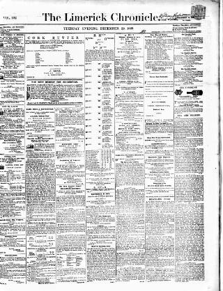 cover page of Limerick Chronicle published on December 29, 1868