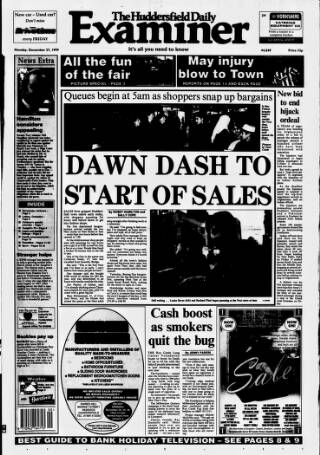 cover page of Huddersfield Daily Examiner published on December 27, 1999