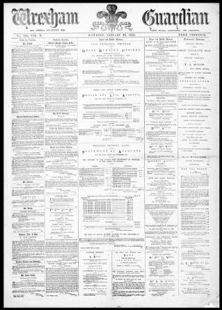 cover page of Wrexham Guardian and Denbighshire and Flintshire Advertiser published on January 26, 1878