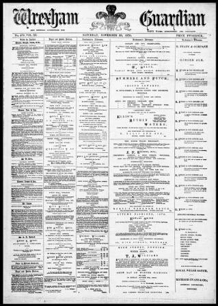 cover page of Wrexham Guardian and Denbighshire and Flintshire Advertiser published on November 23, 1878