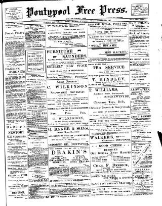 cover page of Pontypool Free Press published on December 25, 1903