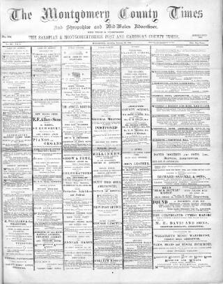 cover page of Montgomery County Times and Shropshire and Mid-Wales Advertiser published on January 26, 1901