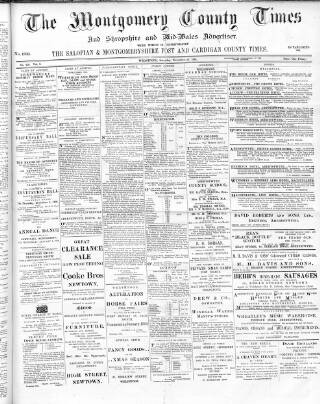 cover page of Montgomery County Times and Shropshire and Mid-Wales Advertiser published on November 23, 1901