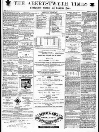 cover page of Aberystwyth Times published on December 25, 1869