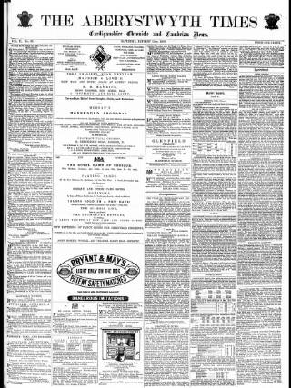 cover page of Aberystwyth Times published on January 15, 1870