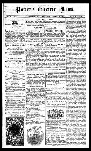 cover page of Potter's Electric News published on January 26, 1859