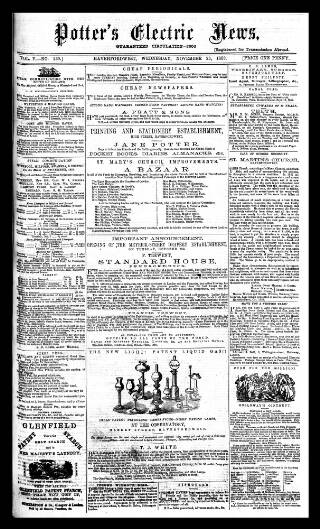 cover page of Potter's Electric News published on November 23, 1859