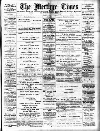 cover page of Merthyr Times, and Dowlais Times, and Aberdare Echo published on January 26, 1894