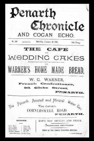 cover page of Penarth Chronicle and Cogan Echo published on January 26, 1895