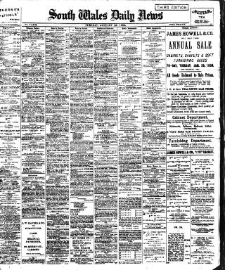 cover page of South Wales Daily News published on January 26, 1909