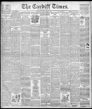 cover page of Cardiff Times published on November 23, 1889