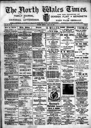 cover page of North Wales Times published on January 26, 1907