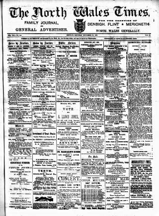 cover page of North Wales Times published on November 23, 1907