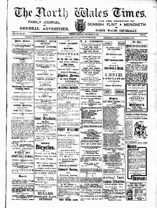 cover page of North Wales Times published on December 25, 1909