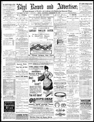 cover page of Rhyl Record and Advertiser published on December 25, 1886