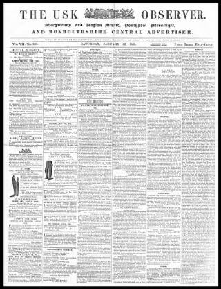 cover page of Usk Observer published on January 26, 1861