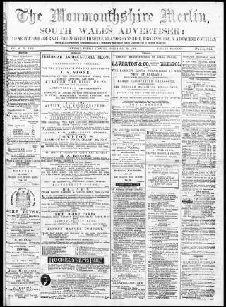 cover page of Monmouthshire Merlin published on December 25, 1874