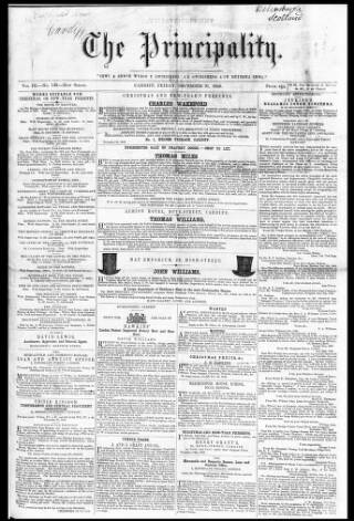 cover page of The Principality published on December 21, 1849