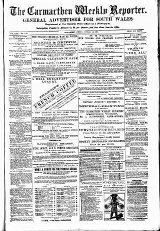 cover page of Carmarthen Weekly Reporter published on January 26, 1883