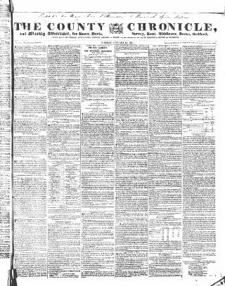 cover page of County Chronicle, Surrey Herald and Weekly Advertiser for Kent published on January 26, 1841