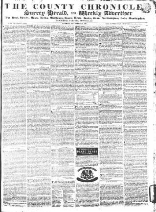 cover page of County Chronicle, Surrey Herald and Weekly Advertiser for Kent published on November 23, 1841