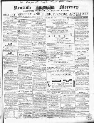 cover page of Kentish Mercury published on January 26, 1856