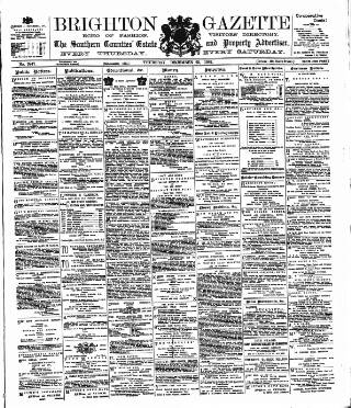 cover page of Brighton Gazette published on December 25, 1884