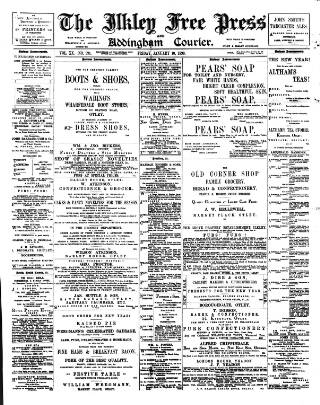 cover page of Ilkley Free Press published on January 10, 1890