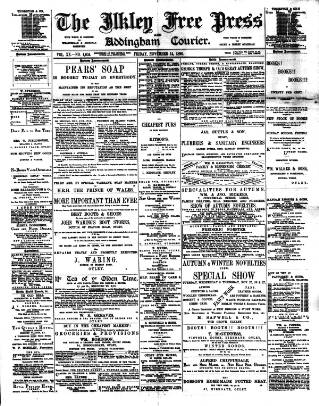 cover page of Ilkley Free Press published on November 14, 1890