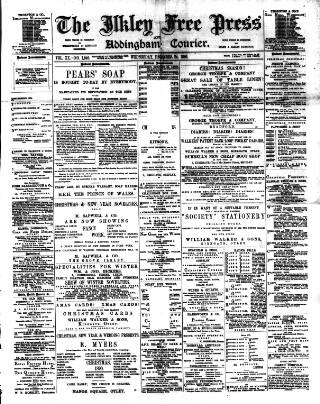 cover page of Ilkley Free Press published on December 24, 1890