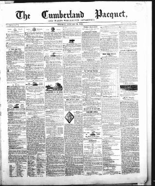 cover page of Cumberland Pacquet, and Ware's Whitehaven Advertiser published on January 26, 1841