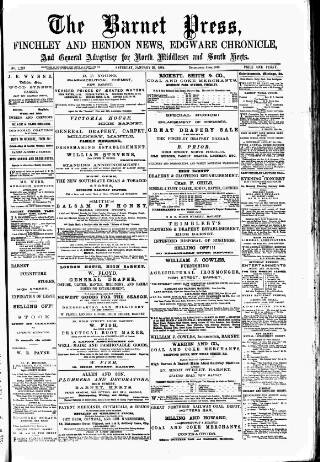 cover page of Barnet Press published on January 26, 1884