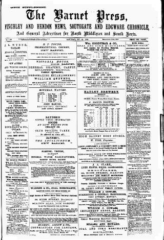 cover page of Barnet Press published on November 23, 1889