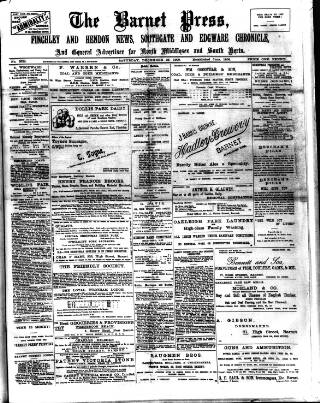 cover page of Barnet Press published on December 25, 1909