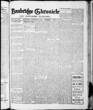 cover page of Banbridge Chronicle published on November 23, 1918