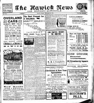 cover page of Hawick News and Border Chronicle published on December 25, 1914