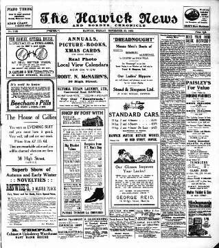 cover page of Hawick News and Border Chronicle published on November 23, 1923