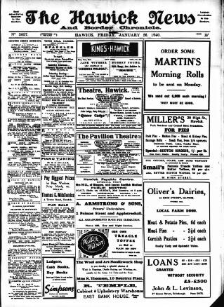 cover page of Hawick News and Border Chronicle published on January 26, 1940